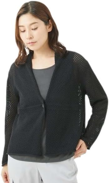 ミュベール カーディガン 長袖 切替 ニット シフォン 花柄 キャメル 38